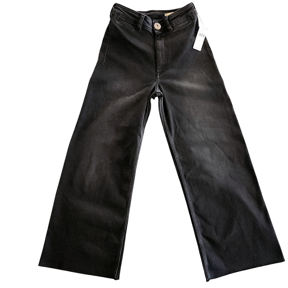 Anthropologie Pilcro The skipper High Rise Wide Leg Jeans Womens 25 Grey Raw Hem